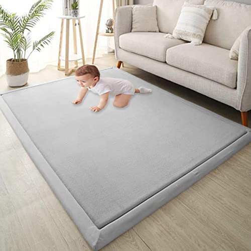 Xpnit Große Baby-Krabbelmatte, Korallen-Samt-Teppich, rutschfest, dick, Baby-Spielmatte für Säuglinge, Kleinkinder, Kinderzimmer, Arbeitszimmer, Teppich (100 x 200 x 2 cm, grau) von Xpnit