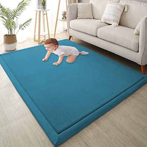 Xpnit Große Baby-Krabbelmatte, Korallen-Samt-Teppich, rutschfest, dick, Baby-Spielmatte für Säuglinge, Kleinkinder, Kinderzimmer, Arbeitszimmer, Teppich (120 x 180 x 2 cm, blau) von Xpnit