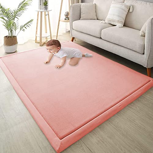 Xpnit Große Baby-Krabbelmatte, Korallen-Samt-Teppich, rutschfest, dicke Baby-Spielmatte für Säuglinge, Kleinkinder, Kinderzimmerteppich (150 x 180 x 2 cm, Rosa) von Xpnit