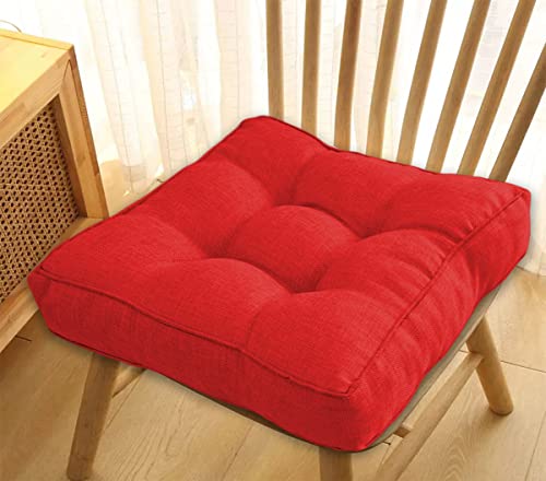 Xpnit Weiches Sitzkissen, 8 cm dickes Baumwollkissen, bequeme Stuhlkissen für drinnen und draußen, Zuhause, Büro, Garten (40 x 40 cm, Rot) von Xpnit