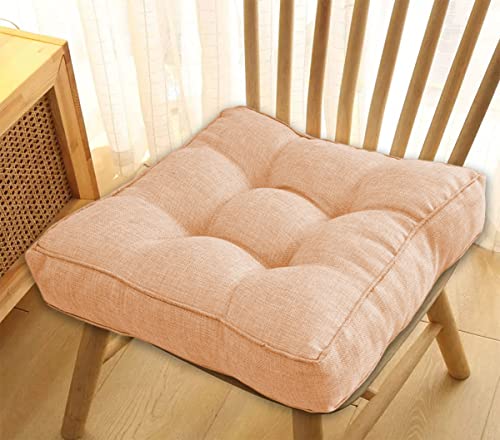 Xpnit Weiches Sitzkissen, 8 cm dickes Baumwollkissen, bequeme Stuhlkissen für drinnen und draußen, Zuhause, Büro, Garten (45 x 45 cm, Khaki) von Xpnit