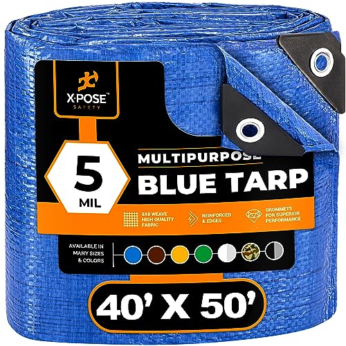 Better Blue Poly Tarp 40' x 50' - Multipurpose Protective Cover - Lightweight, Durable, Waterproof, Weather Proof - 5 Mil Thick Polyethylene - by Xpose Safety Better Blue Poly Tarp 40' x 50' - Multipurpose Protective Cover - Lightweight, Durable, Waterproof, Weather Proof - 5 Mil Thick Polyethylene - by Xpose Safety von Xpose Safety