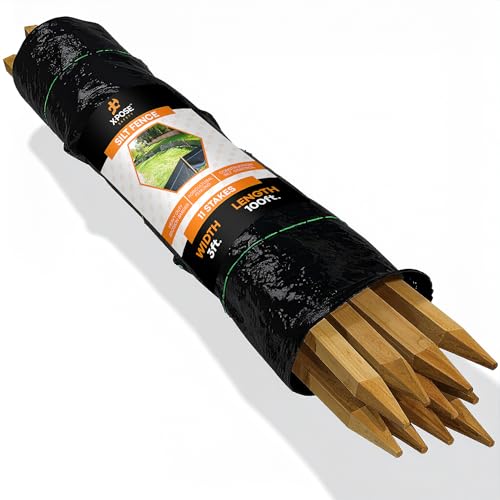 Xpose Safety Schlammzaun 91 x 30 m mit 11 Heringen – robuste Erosionsbarriere, Sichtschutz, landwirtschaftliche Zäune und Schlammkontrolle für Bau- und Landschaftsbauprojekte von Xpose Safety