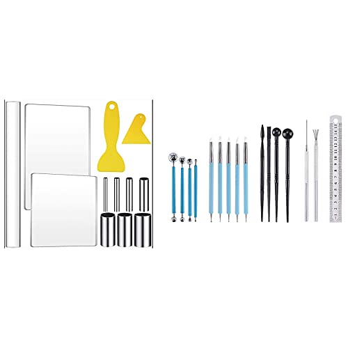 Xptieeck 12-teiliges Acryl-Tonroller-Set und 16-teiliges Polymer-Ton-Werkzeug, Modellierwerkzeuge, Keramik-Detail-Werkzeuge von Xptieeck