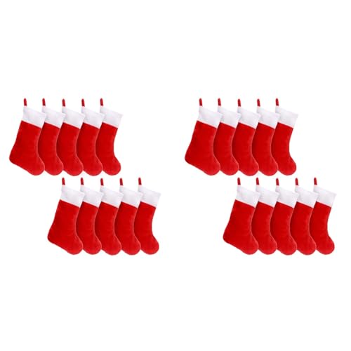 Xptieeck 20 STÜCKE Roter Filz Weihnachtsstrümpfe Weihnachtsstrümpfe Halter Socken Home Kamin Geschenk Aufbewahrungsbeutel für Den Urlaub von Xptieeck