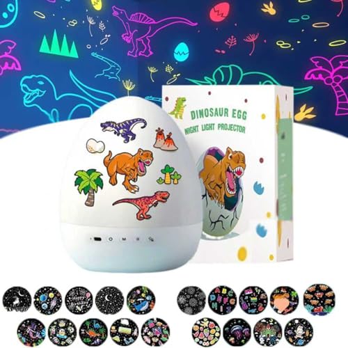 Xpwghap Dinosaur Egg Night Light Projector,Dinosaurier-Ei-nachtlichtprojektor,Dinosaurier Sternenhimmel Projektor Kinder,360° Drehung 21 Effekte,Sternen Ozean Projektor,Wiederaufladbare(No Musik)-A von Xpwghap
