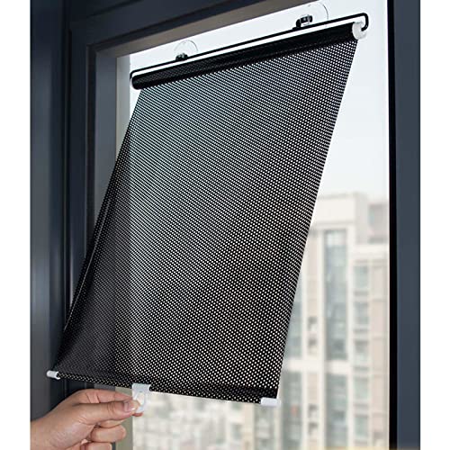 Fenster Verdunkelungsrollo, 40x60/58x125cm Sonnenschutzrollo, Tragbares Einziehbarer Dachfensterrollo, Schwarzes Verdunkelungsrollo Ohne Bohren Mit Saugnäpfen,40x60cm/16 * 24in von Xrdbfd