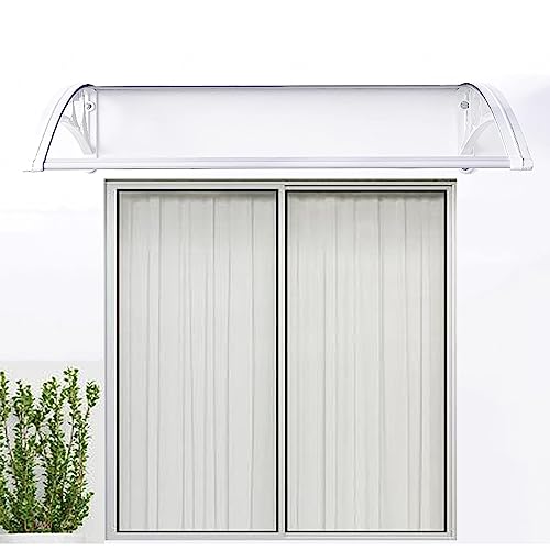 Polycarbonat Veranda Vordach, Gebogene Türvordach Fenstermarkise, Regenabdeckung Für Haustür Hintertür, Terrasse Überdachung, Außen Vordach Aus Aluminium Für Garten//Balkon,clear-60x150cm/24 * 59in von Xrdbfd