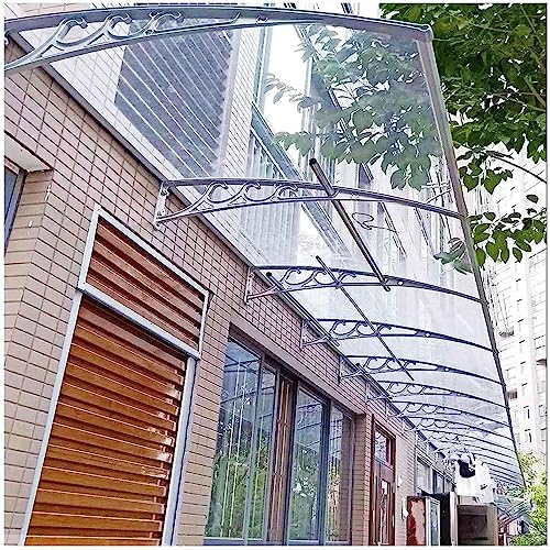 Regenüberdachung, Metall Türvordach, Haustürvordach, Terrassenüberdachung, Fensterabdeckungen, wasserdichte Außen Markise Für Veranda Dach Schattendach, Pultbogenvordach,clear-80x90cm/31 * 35in von Xrdbfd