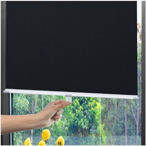 Saugnapf Rollo, Verdunkelungsrollos Für Fenster, 99% Uv Schutz Sonnenschutz Rollo, Temporäre Jalousien Ohne Bohren, Springrollos, Thermische Fensterabdeckung Vorhang,Black-75x180cm/30 * 71in von Xrdbfd