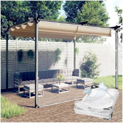 Wasserdichte Klare Planen Vorhänge Mit Reißverschluss, Transparente Pvc Kunststoff Schutzplanke Mit Ösen, 420g/m², Pergola Pavillon Planen Seitenwände, Gewächshaus Abdeckung,clear-2.4x2.5m/7.9*8.2ft Wasserdichte Klare Planen Vorhänge Mit Reißverschluss, Transparente Pvc Kunststoff Schutzplanke Mit Ösen, 420g/m², Pergola Pavillon Planen Seitenwände, Gewächshaus Abdeckung,clear-2.4x2.5m/7.9*8.2ft von Xrdbfd
