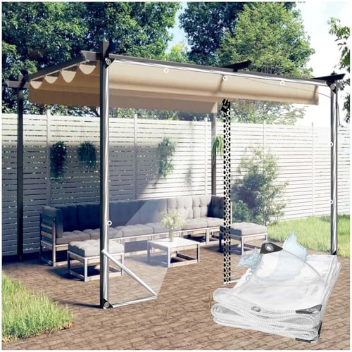wasserdichte Klare Planen Vorhänge Mit Reißverschluss, Transparente PVC Kunststoff Schutzplanke Mit Ösen, 420g/m², Pergola Pavillon Planen Seitenwände, Gewächshaus Abdeckung,1zip-2.3x2.2m/7.5 * 7.2ft von Xrdbfd
