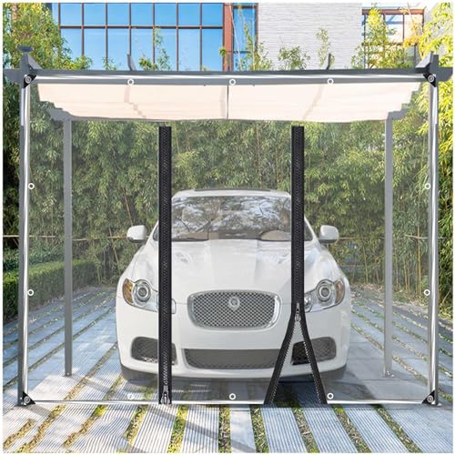 wasserdichte Planen Zelt Seitenwände, Transparente PVC Planen Vorhänge Mit Reissverschluss, Klare Wetterfeste Planen Vorhänge Für Pavillon Patio Carport Vordächer,WxH-3.8x2.2m/12.5 * 7.2ft von Xrdbfd