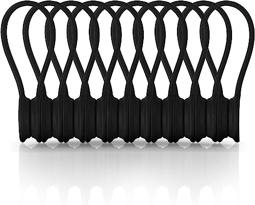 10 Stück Magnetische Kabelbinder, Xrkuu Schwarz Wiederverwendbare Kabelbinder, Magnetische Silikon-kabelbinder Kabel-Organizer für Organisieren und Bündeln von Drähten, Kopfhörerkabeln, Kabeln von Xrkuu