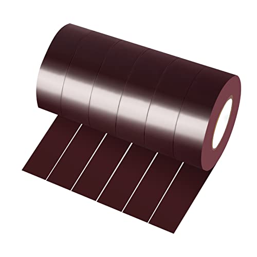 Xrkuu 6 Rollen braunes Isolierband, 18 mm x 10 m, PVC-Isolierband, wasserdicht, stark klebend, für Draht-Projekte, Isolieren und Reparieren von gebrochenen Drähten von Xrkuu