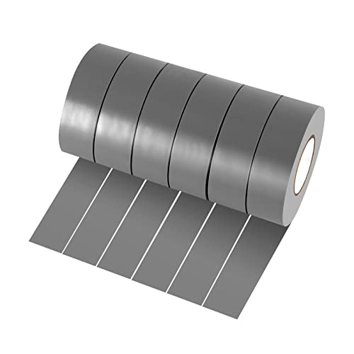 Xrkuu 6 Rollen Isolierband Grau, 18 mm x 10 m, PVC-Isolierband, wasserdicht, stark klebend, für Draht-Projekte, Isolieren und Reparieren von gebrochenen Drähten von Xrkuu