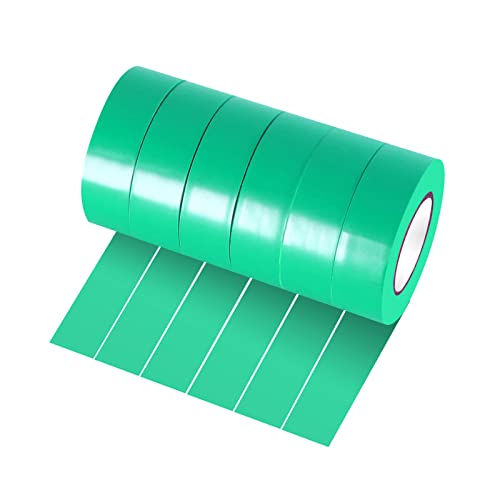 Xrkuu 6 Rollen grünes Isolierband, 18 mm x 10 m, PVC-Isolierband, wasserdicht, stark klebend, für Draht-Projekte, Isolieren und Reparieren von gebrochenen Drähten von Xrkuu
