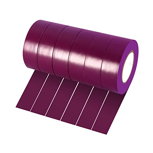 Xrkuu 6 Rollen lilafarbenes Isolierband, 18 mm x 10 m, PVC-Isolierband, wasserdicht, stark klebend, für Draht-Projekte, Isolieren und Reparieren von gebrochenen Drähten von Xrkuu
