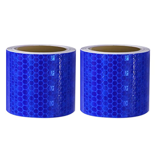 Xrkuu reflektierendes Sicherheitsband, blau, 2 Rolle, 3 m x 5 cm, Keine Rückstände, Reflektorband, selbstklebendes Sicherheitsmarkierungsband, Sicherheitswarnung, für LKW, Fahrräder, Helme von Xrkuu