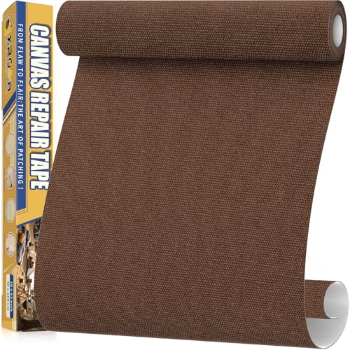 Flicken Selbstklebend Stoff, 40 x 160 cm Wasserdichtes Stoffklebeband, Selbstklebende Canvas Flicken für Outdoor-Möbel, Bootabdeckungen, Sofas, Zelte, Lounge-Stühle, Sonnenschutz, Dunkelbraun von Xroam