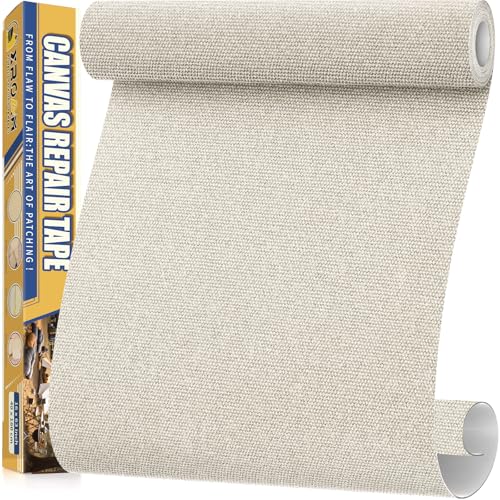 Flicken Selbstklebend Stoff, 40 x 160 cm Wasserdichtes Stoffklebeband, Selbstklebende Canvas Flicken für Outdoor-Möbel, Bootabdeckungen, Sofas, Zelte, Lounge-Stühle, Sonnenschutz, Elfenbein von Xroam