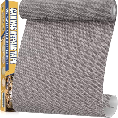 Flicken Selbstklebend Stoff, 40 x 160 cm Wasserdichtes Stoffklebeband, Selbstklebende Canvas Flicken für Outdoor-Möbel, Bootabdeckungen, Sofas, Zelte, Lounge-Stühle, Sonnenschutz, Grau von Xroam