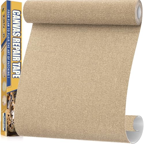 Flicken Selbstklebend Stoff, 40 x 160 cm Wasserdichtes Stoffklebeband, Selbstklebende Canvas Flicken für Outdoor-Möbel, Bootabdeckungen, Sofas, Zelte, Lounge-Stühle, Sonnenschutz, Khaki von Xroam