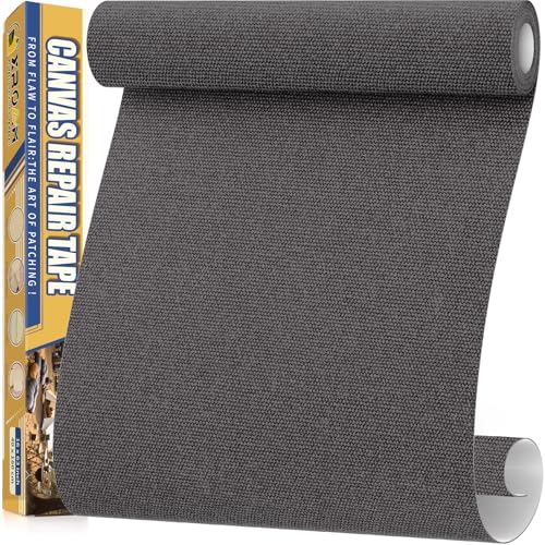 Flicken Selbstklebend Stoff, 40 x 160 cm Wasserdichtes Stoffklebeband, Selbstklebende Canvas Flicken für Outdoor-Möbel, Bootabdeckungen, Sofas, Zelte, Lounge-Stühle, Sonnenschutz, Rauchgrau von Xroam