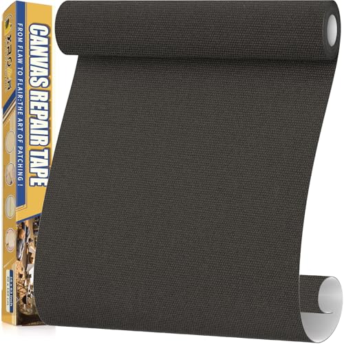 Flicken Selbstklebend Stoff, 40 x 160 cm Wasserdichtes Stoffklebeband, Selbstklebende Canvas Flicken für Outdoor-Möbel, Bootabdeckungen, Sofas, Zelte, Lounge-Stühle, Sonnenschutz, Schwarz Grau von Xroam