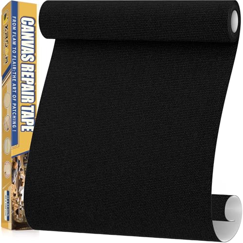 Flicken Selbstklebend Stoff, 40 x 160 cm Wasserdichtes Stoffklebeband, Selbstklebende Canvas Flicken für Outdoor-Möbel, Bootabdeckungen, Sofas, Zelte, Lounge-Stühle, Sonnenschutz, Schwarz von Xroam