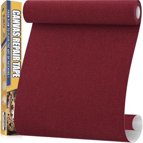 Flicken Selbstklebend Stoff, 40 x 160 cm Wasserdichtes Stoffklebeband, Selbstklebende Canvas Flicken für Outdoor-Möbel, Bootabdeckungen, Sofas, Zelte, Lounge-Stühle, Sonnenschutz, Weinrot von Xroam