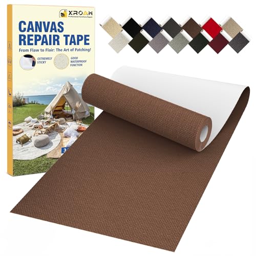 Flicken Selbstklebend Stoff, 8 x 160 cm Wasserdichtes Stoffklebeband, Selbstklebende Canvas Flicken für Outdoor-Möbel, Bootabdeckungen, Sofas, Zelte, Lounge-Stühle, Sonnenschutz, Dunkelbraun von Xroam