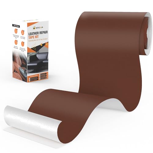 Xroam Kunstleder Selbstklebend, 12x160 cm Leder Patch, Reparatur Set Dunkelbraun Glatt, Lederflicken Kit für Sofa, Autositze, Taschen, Jacken von Xroam