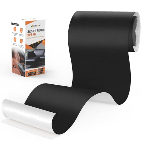 Xroam Kunstleder Selbstklebend, 12x160 cm Leder Patch, Reparatur Set Schwarz Glatt, Flicken Kit für Sofa, Autositze, Taschen, Jacken von Xroam