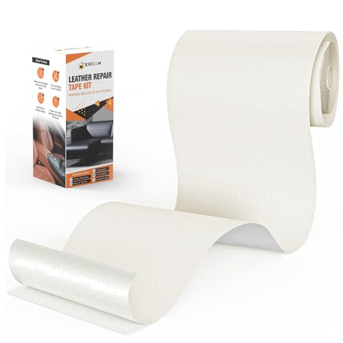 Xroam Kunstleder Selbstklebend, 12x160 cm Leder Patch, Reparatur Set Weiß, Flicken Kit für Sofa, Autositze, Taschen, Jacken von Xroam