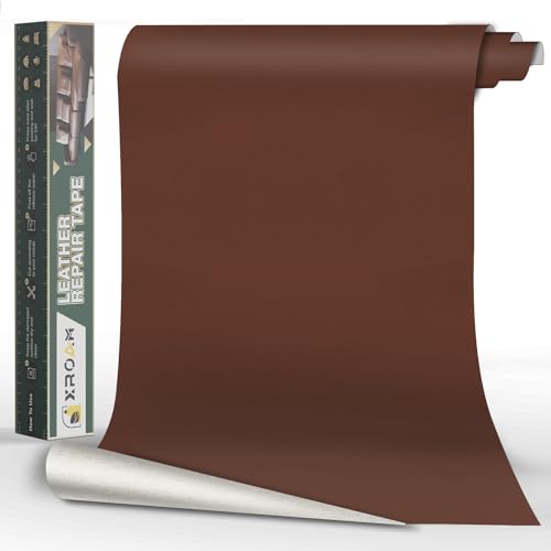 Xroam Kunstleder Selbstklebend, 40x100 cm Leder Patch, Reparatur Set Dunkelbraun Glatt, Flicken Kit für Sofa, Autositze, Taschen, Jacken von Xroam