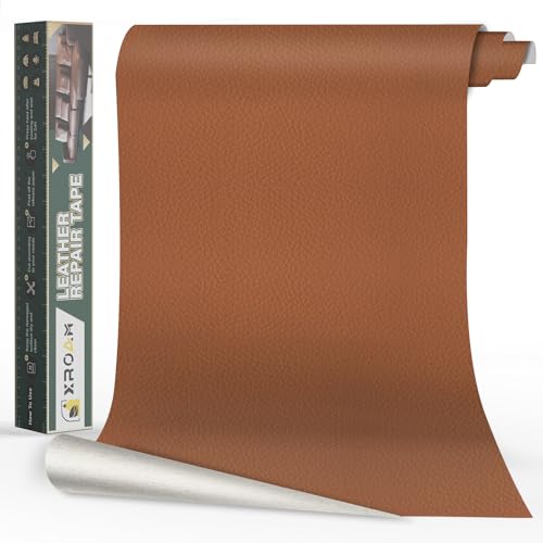 Xroam Kunstleder Selbstklebend, 40x100 cm Leder Patch, Reparatur Set Hellbraun für Sofa, Autositze, Taschen, Jacken von Xroam