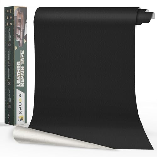 Xroam Kunstleder Selbstklebend, 40x100 cm Leder Patch Selbstklebend, Leder Reparatur Set Schwarz, Lederflicken Selbstklebender Leder Patch Kit für Sofa, Autositze, Taschen, Jacken von Xroam