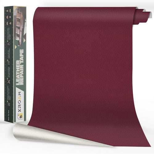 Xroam Kunstleder Selbstklebend, 40x100 cm Leder Patch, Reparatur Set Weinrot für Sofa, Autositze, Taschen, Jacken von Xroam