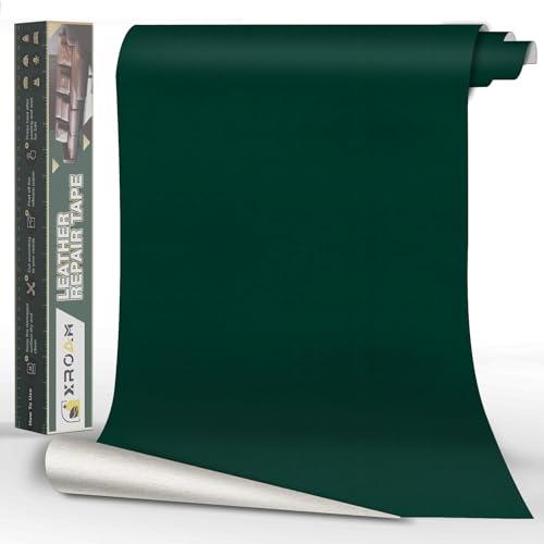 Xroam Kunstleder Selbstklebend, 40x200 cm Leder Patch Selbstklebend, Leder Reparatur Set Grün Glatt, Lederflicken Selbstklebender Leder Patch Kit für Sofa, Autositze, Taschen, Jacken von Xroam