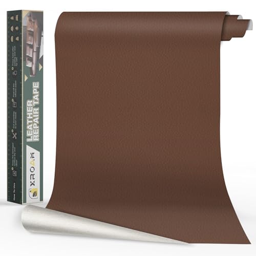 Xroam Kunstleder Selbstklebend, 60x200 cm Leder Patch Selbstklebend, Leder Reparatur Set Braun, Lederflicken Selbstklebender Leder Patch Kit für Sofa, Autositze, Taschen, Jacken von Xroam