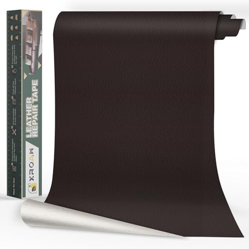 Xroam Kunstleder Selbstklebend, 60x200 cm Leder Patch Selbstklebend, Leder Reparatur Set Dunkelbraun, Lederflicken Selbstklebender Leder Patch Kit für Sofa, Autositze, Taschen, Jacken von Xroam