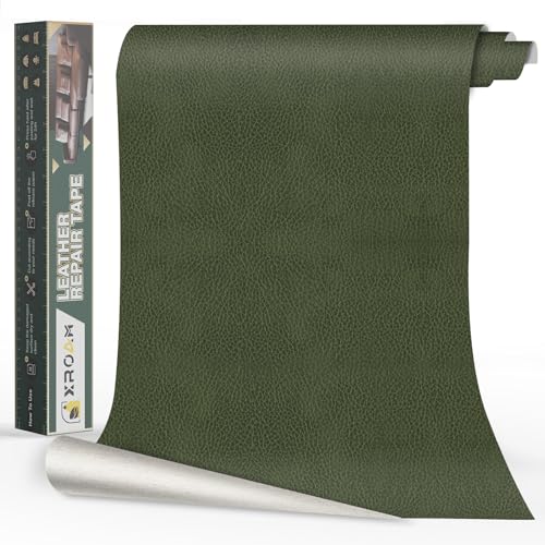 Xroam Kunstleder Selbstklebend, 60x200 cm Leder Patch Selbstklebend, Leder Reparatur Set Retro Grün, Lederflicken Selbstklebender Leder Patch Kit für Sofa, Autositze, Taschen, Jacken von Xroam