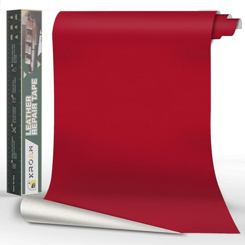 Xroam Kunstleder Selbstklebend, 60x200 cm Leder Patch, Reparatur Set Rot Glatt, Flicken Kit für Sofa, Autositze, Taschen, Jacken von Xroam