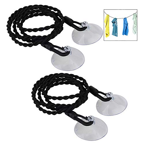 Xrten 2 Stück Wäscheleine, Flexible Camping Outdoor Wäscheleine mit Haken und Saugnapf-Befestigungen, Schwarz Xrten 2 Stück Wäscheleine, Flexible Camping Outdoor Wäscheleine mit Haken und Saugnapf-Befestigungen, Schwarz von Xrten