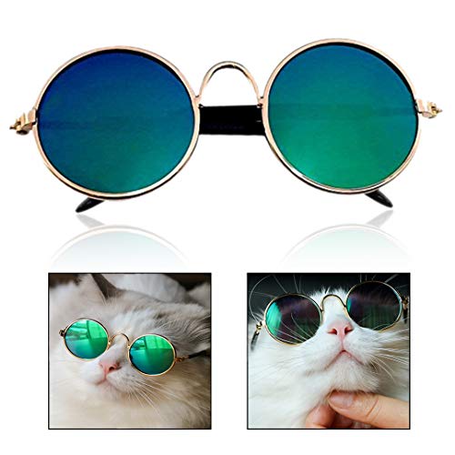 Xrten Haustier Sonnenbrillen, Mode Katzen Sonnenbrille, Hunde Katzen Runde Brillen Haustiere Cosplay Party Kostüm Foto Requisiten für Katzen Welpen Klein Mittel Hund von Xrten