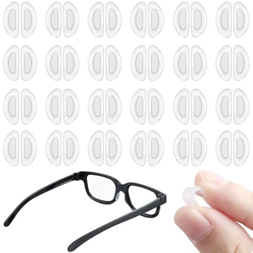 Xrten Klebstoff Brillen Nasenpads,Selbstklebende Dünne 24 Paare rutschfeste Nasenpads Brille,Brillenpolster Nase Weiche,D-Typ Brille Nasenstütze Siliziumgummi Selbstklebende Pads für Brillen 15 mm von Xrten