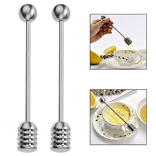 Xrten Set von 2 Edelstahl Honiglöffel,Honig und Sirup Dipper Stick Server Löffel Set von Xrten