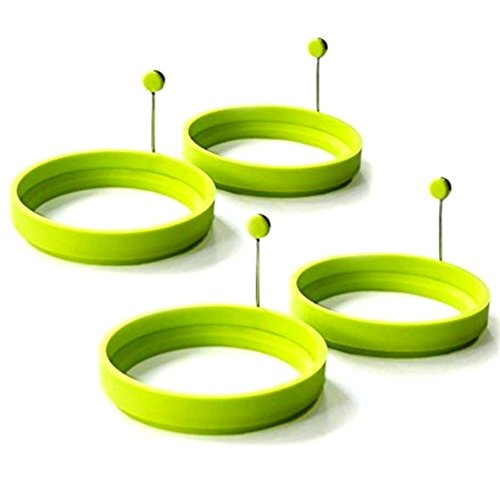 Xrten Spiegeleiform für Bratpfanne,4er Pack Silikon Ei Ringe Eierformer Pfannkuchen Formen(Grün) von Xrten