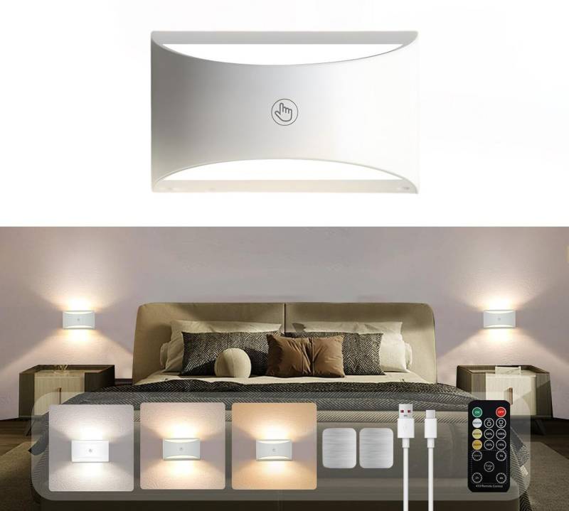 Xruiy LED Wandleuchte für Innen, LED Wandleuchte kabellos magnetisch, 3 Farben dimmbar, Akku-Lampe mit Fernbedienung, Up & Down Licht für Schlafzimmer & Flur Xruiy LED Wandleuchte für Innen, LED Wandleuchte kabellos magnetisch, 3 Farben dimmbar, Akku-Lampe mit Fernbedienung, Up & Down Licht für Schlafzimmer & Flur von Xruiy